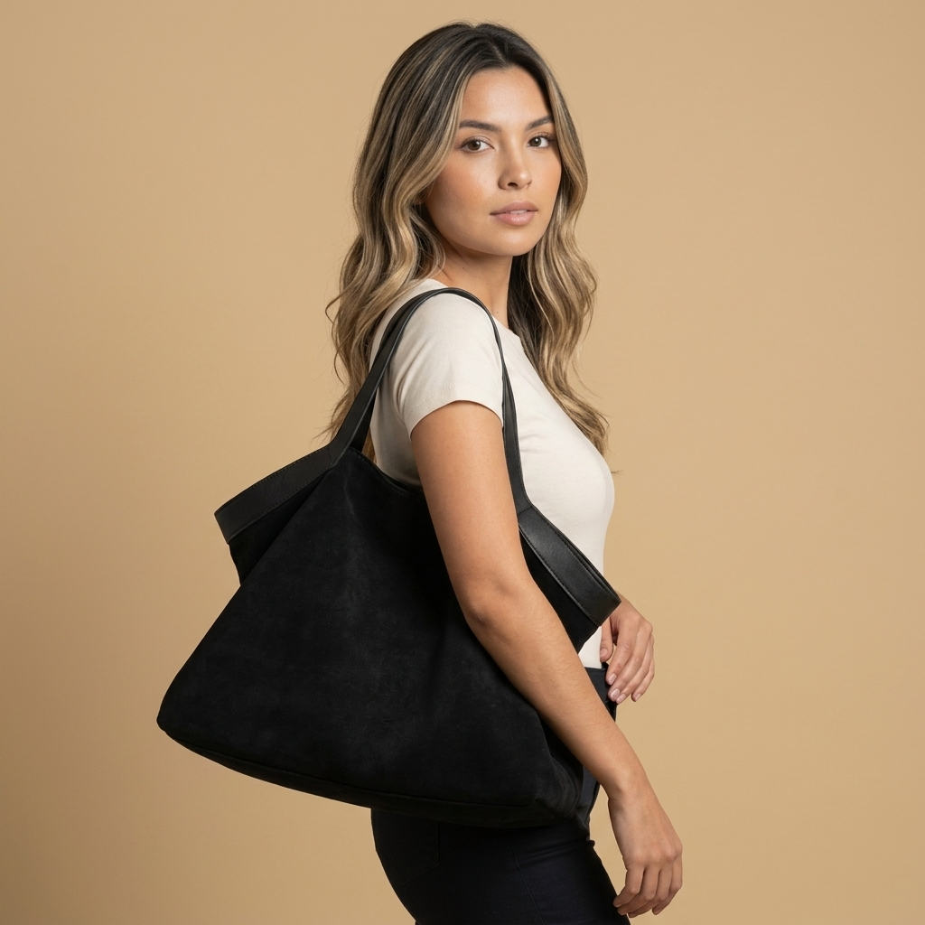 Sac cabas Kamu en daim grand format