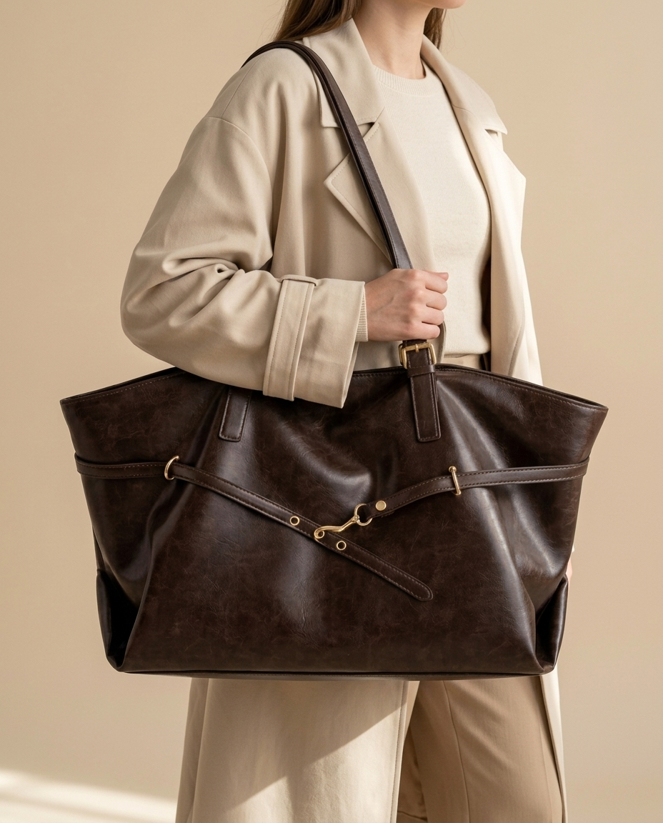 Sac cabas soyu en cuir grand format