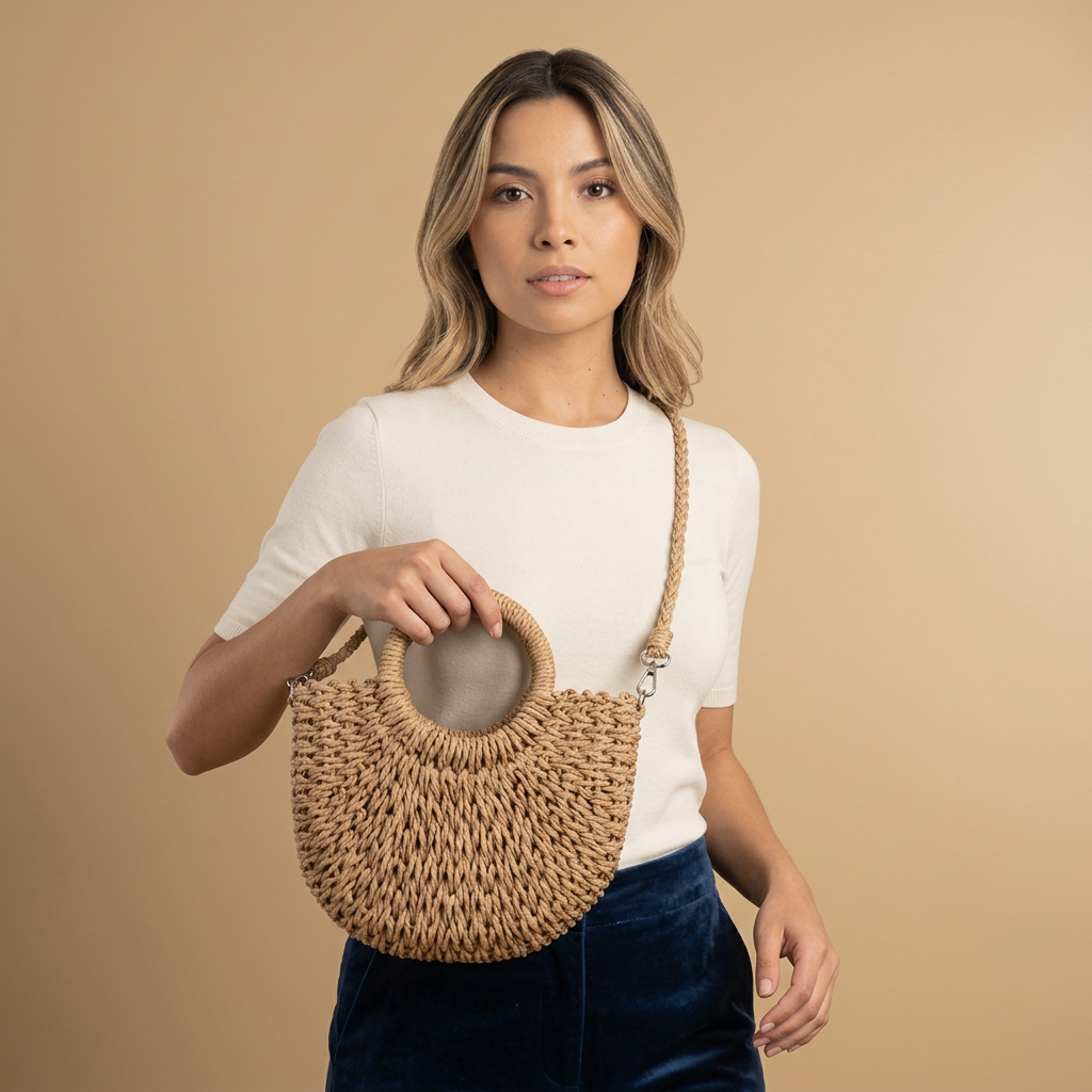 Sac bandoulière Roso tressé en paille