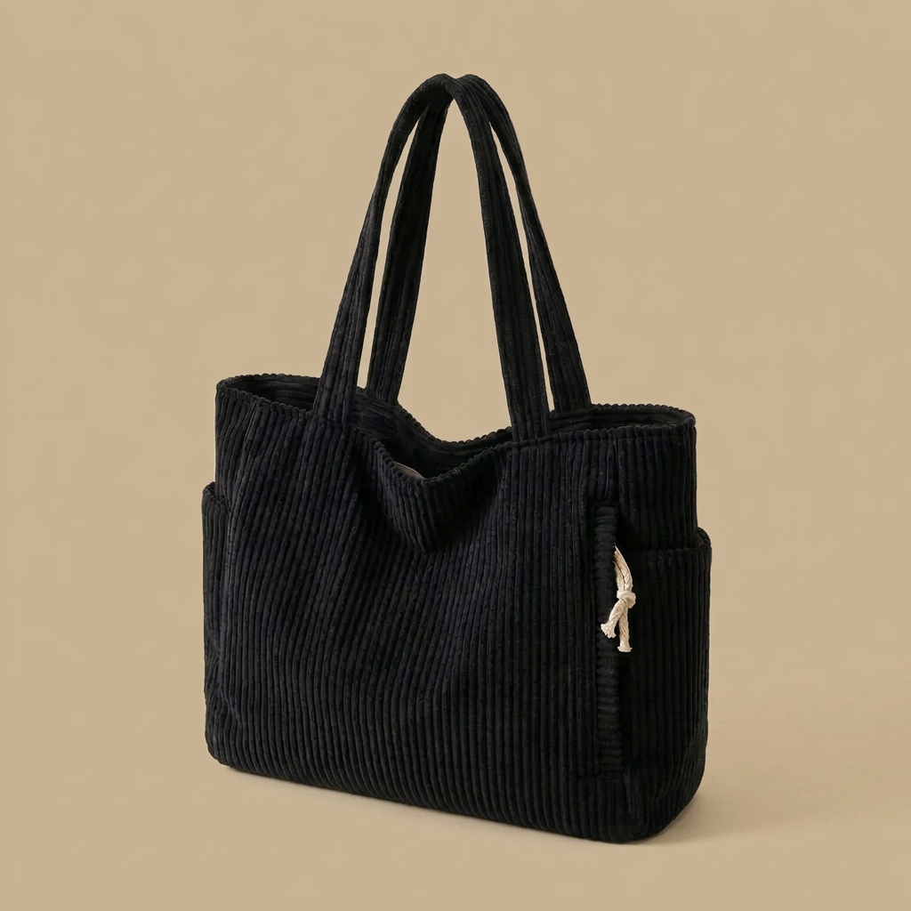 Sac cabas Lunu en velours côtelé