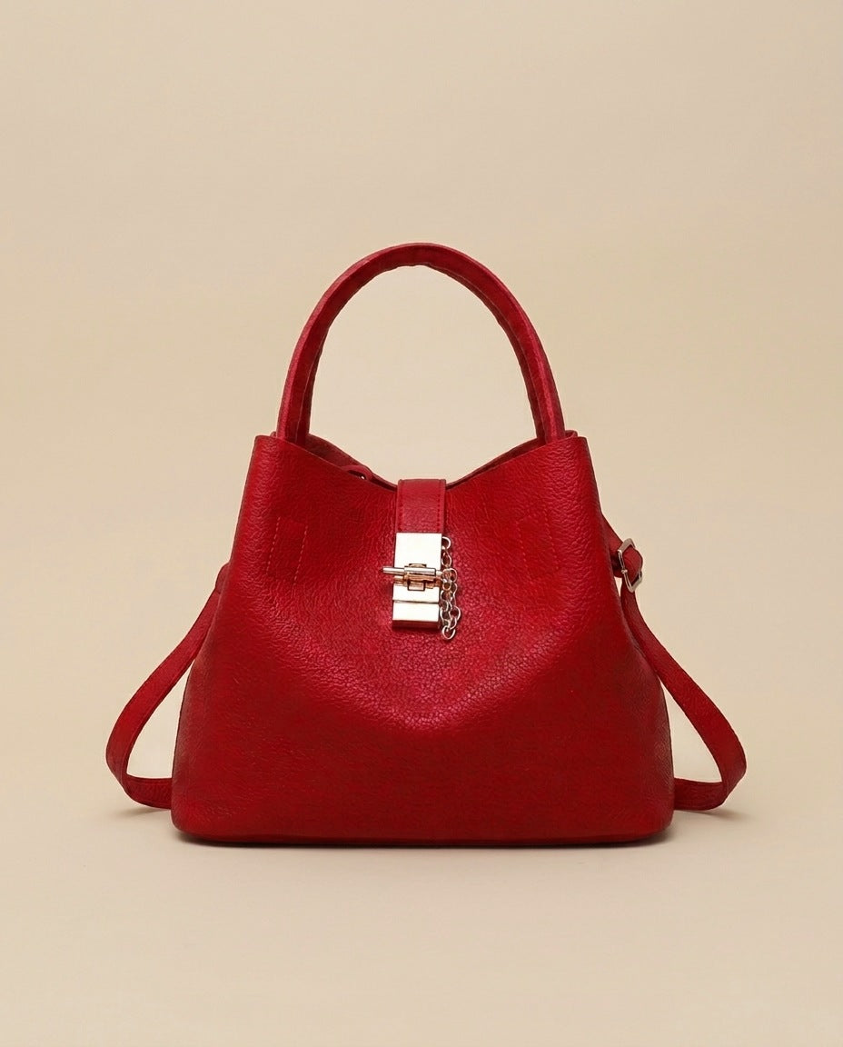 Sac cabas pome en cuir finitions dorees