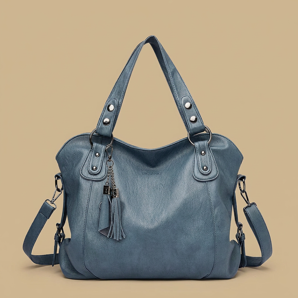Sac cabas Yube en simili cuir clouté à pompon
