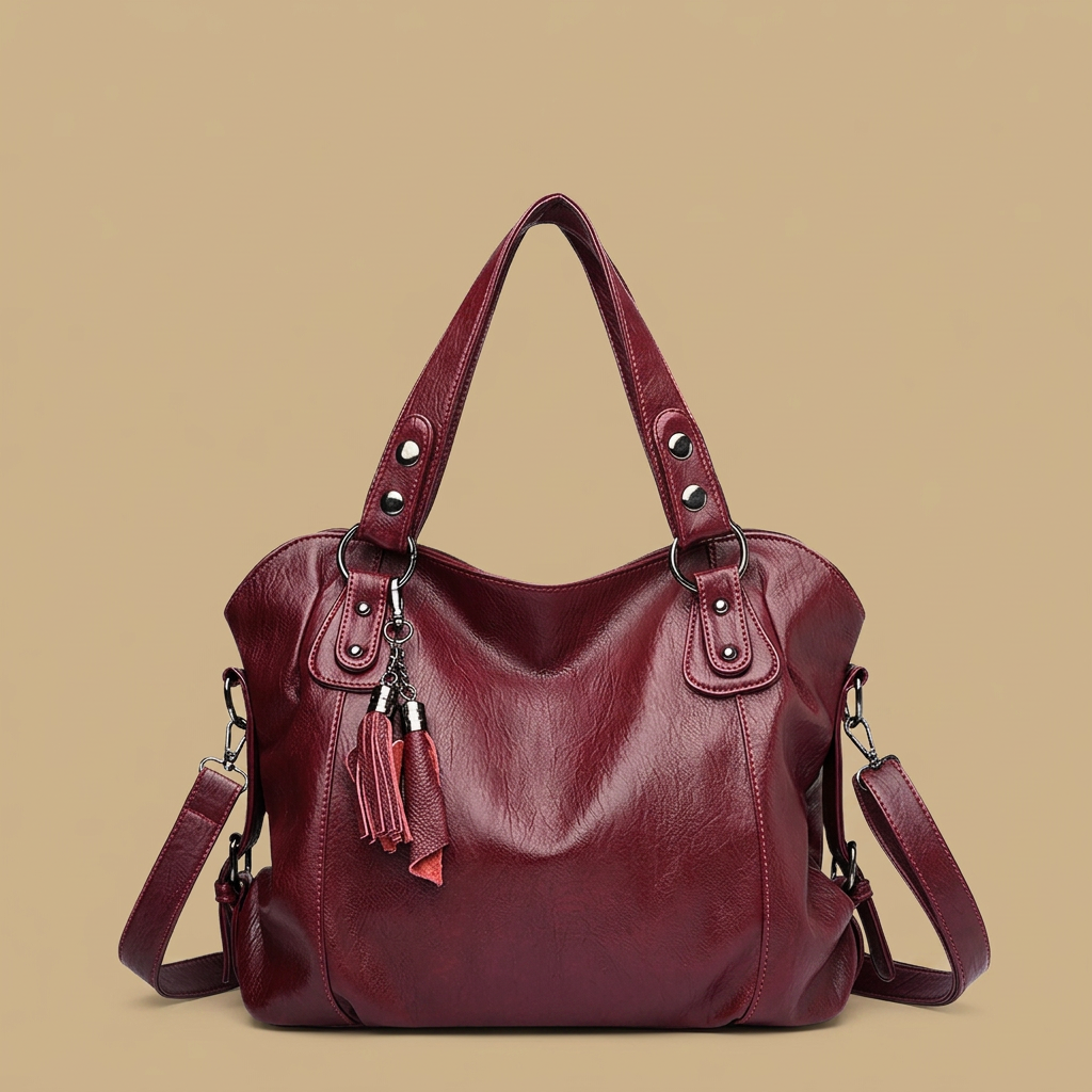 Sac cabas Yube en simili cuir clouté à pompon