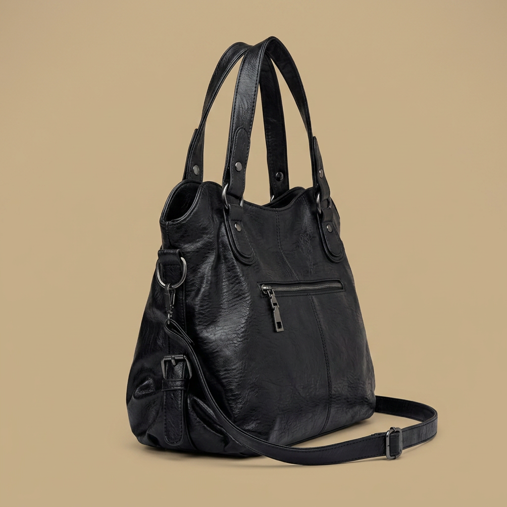 Sac cabas Yube en simili cuir clouté à pompon