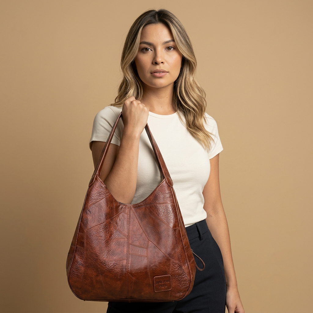 Sac hobo Komi en cuir grand format