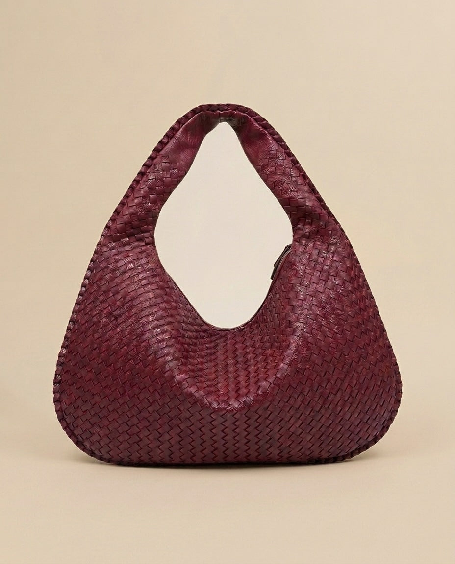 Sac hobo luko tresse en cuir grand format