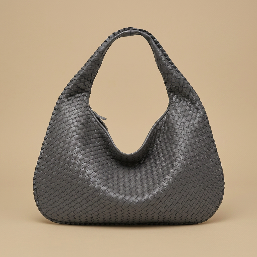 Sac hobo Luko tressé en simili cuir grand format