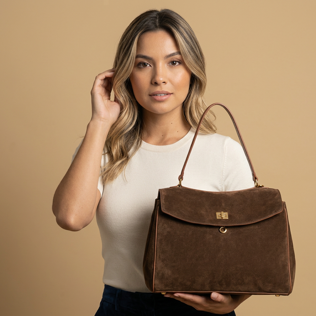 Sac porté épaule Karo en daim