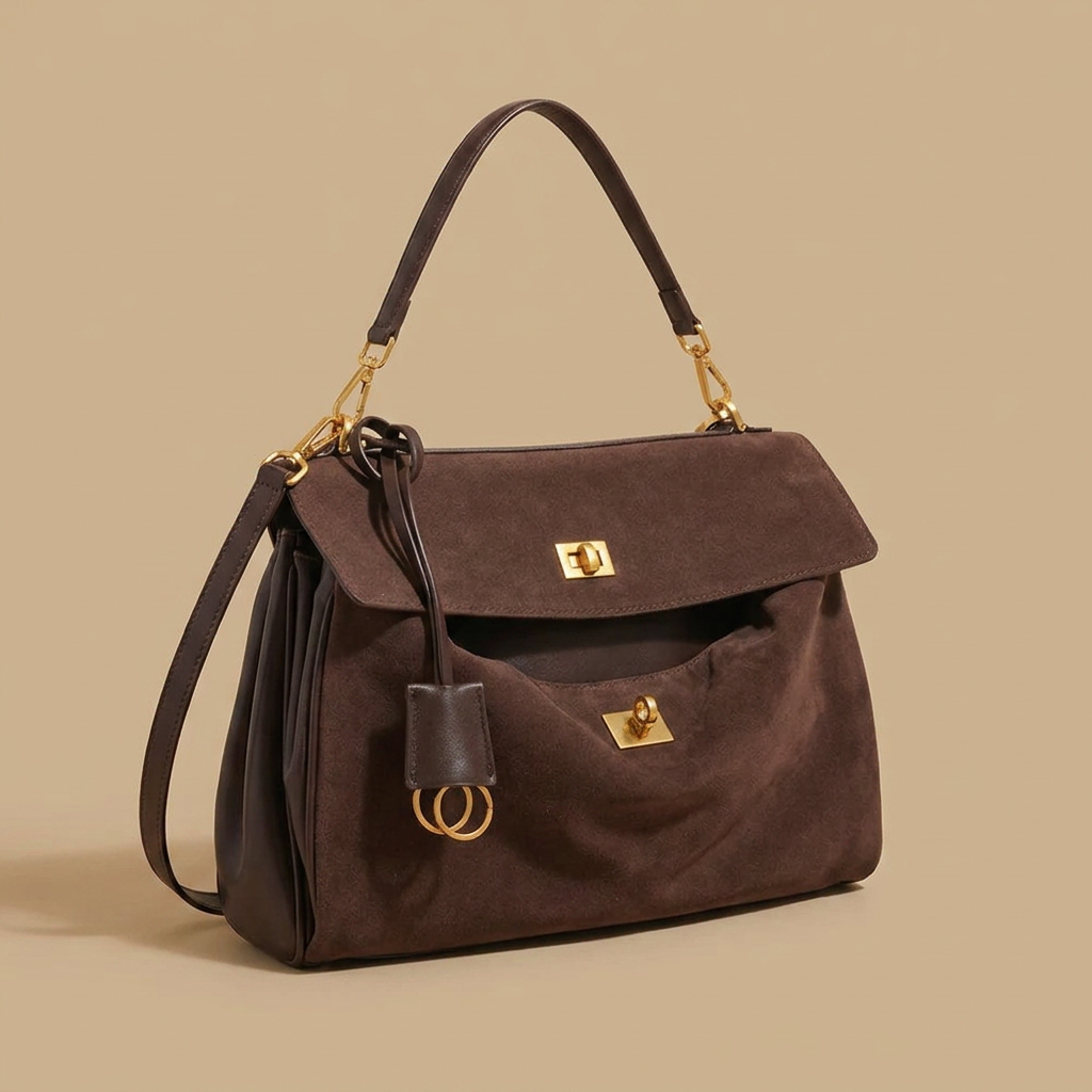 Sac porté épaule Karo en daim