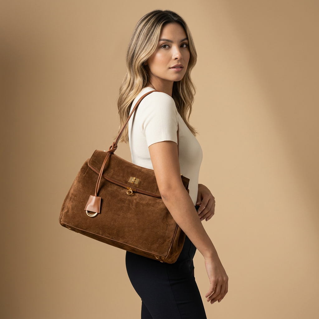 Sac porté épaule Karo en daim