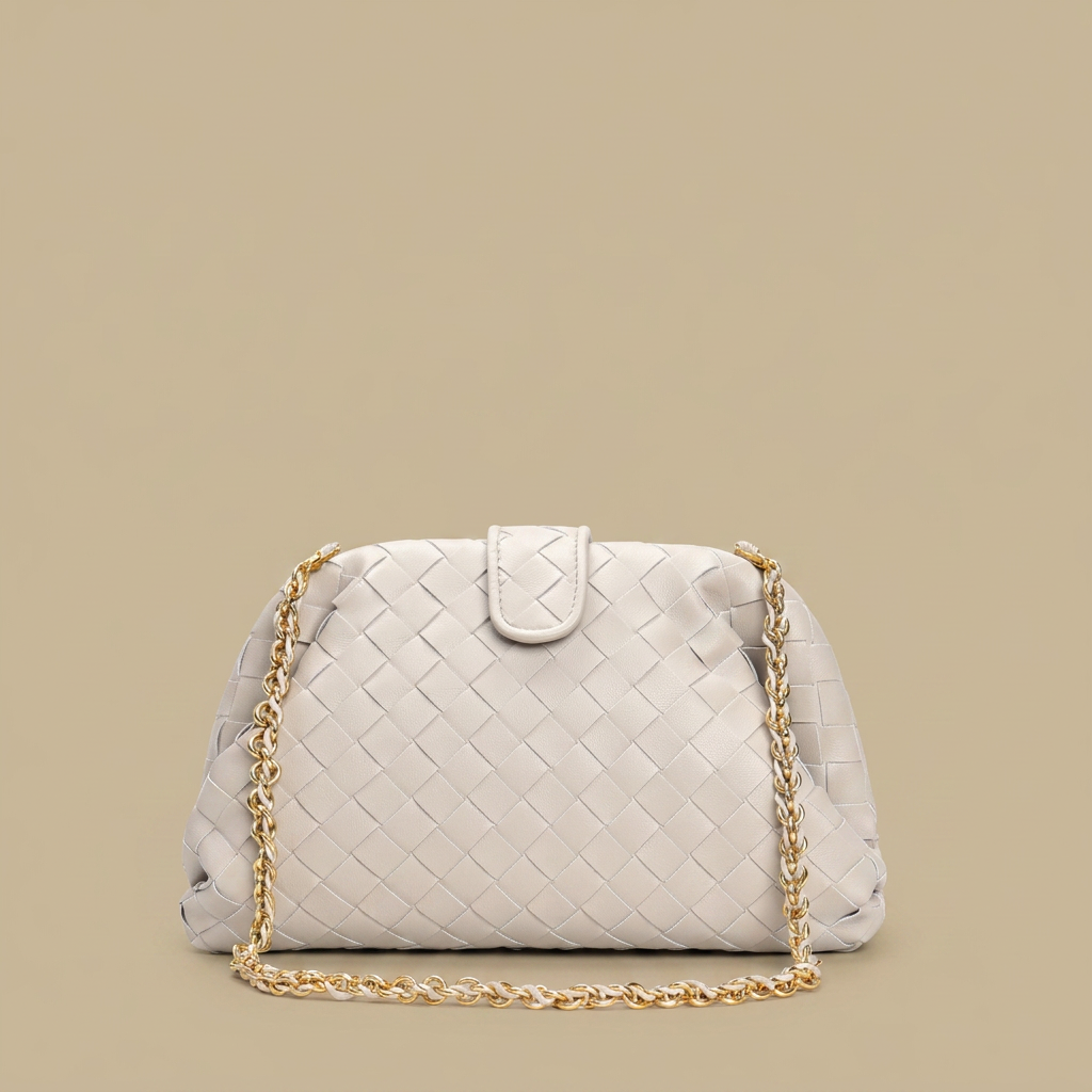 Sac porté épaule Lapi tressé en cuir à chaîne