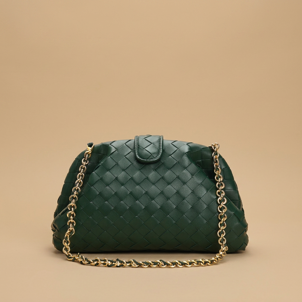 Sac porté épaule Lapi tressé en cuir à chaîne