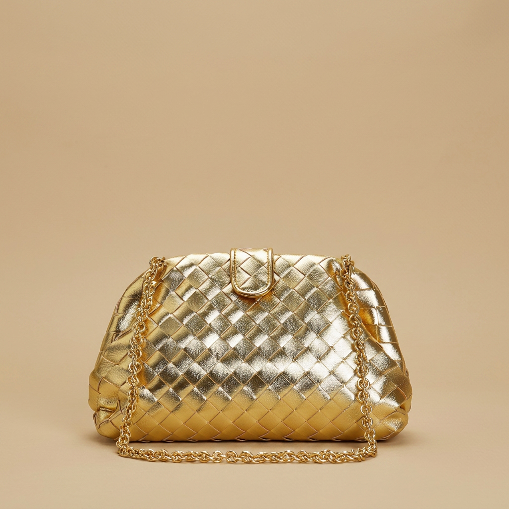 Sac porté épaule Lapi tressé en cuir à chaîne