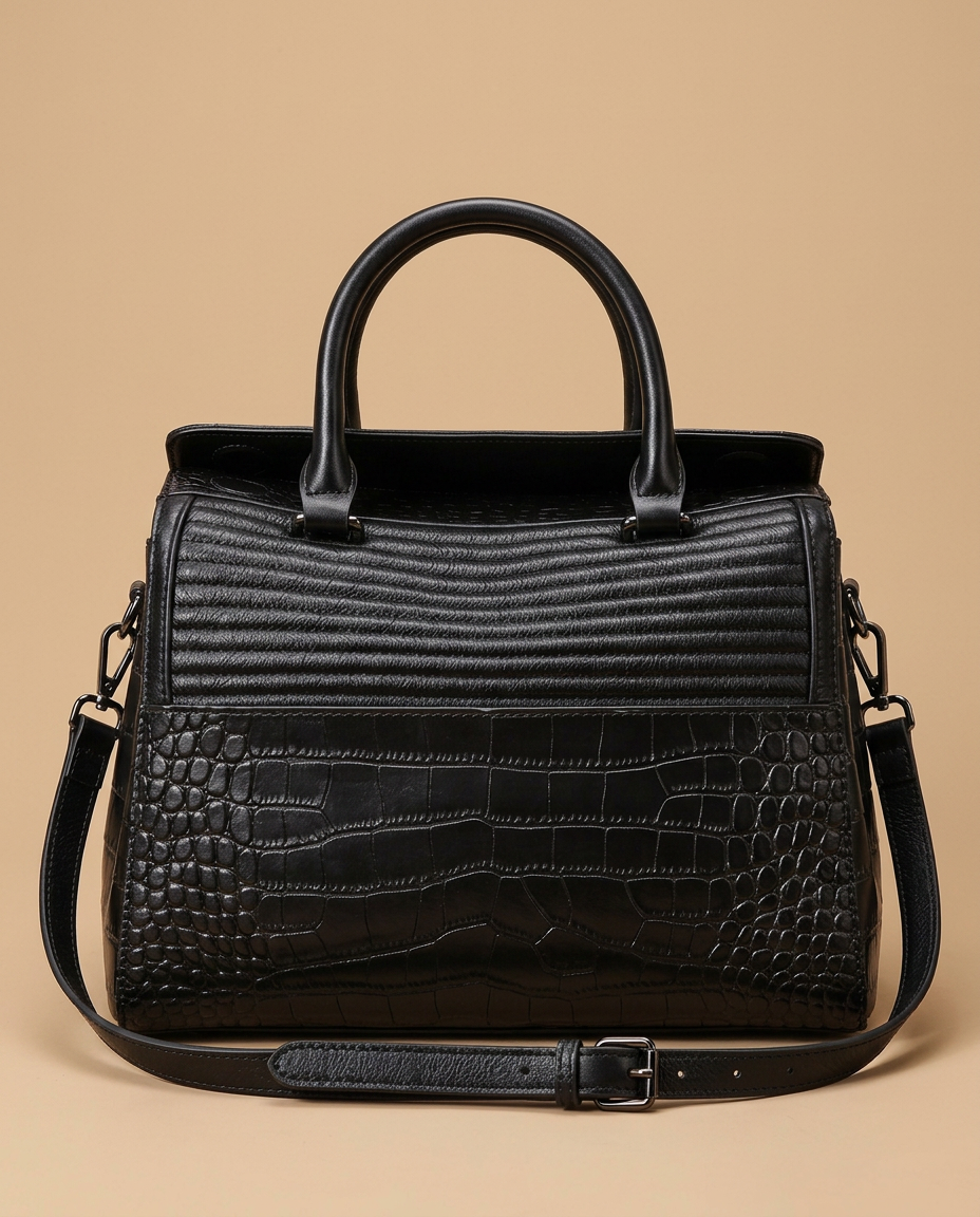Sac porté épaule Liro effet croco en cuir