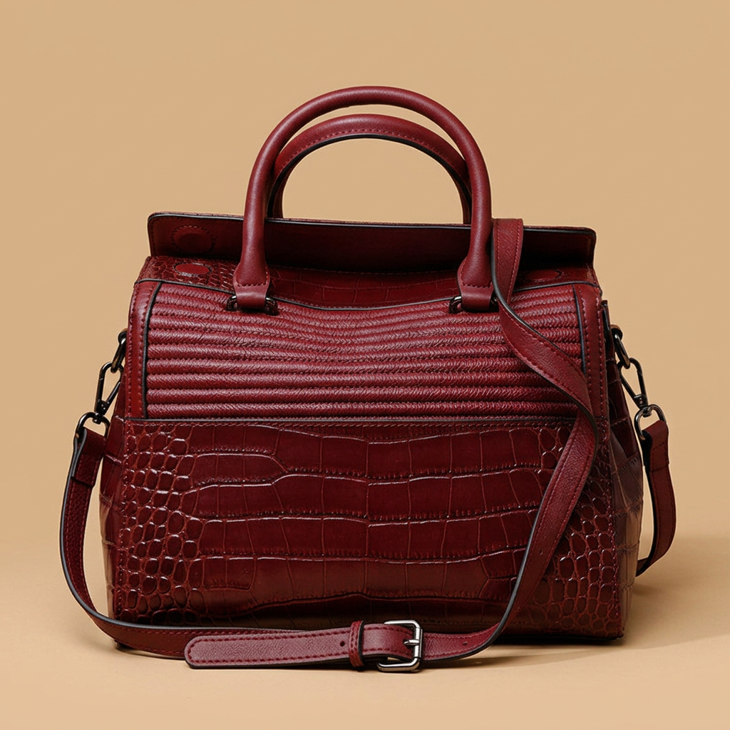 Sac porté épaule Liro effet croco en cuir