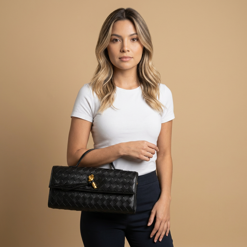Pochette Rayo tressée en simili cuir