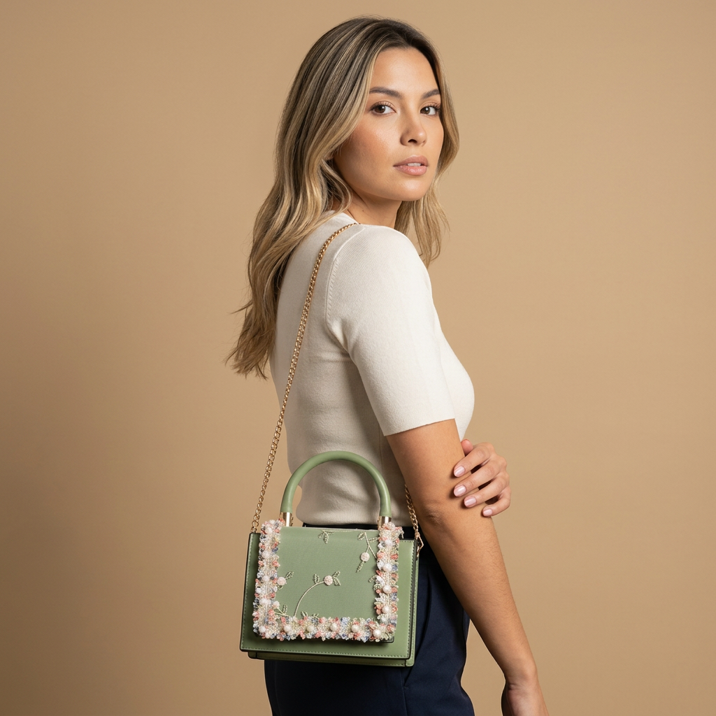 Sac bandoulière Nifu en dentelle florale