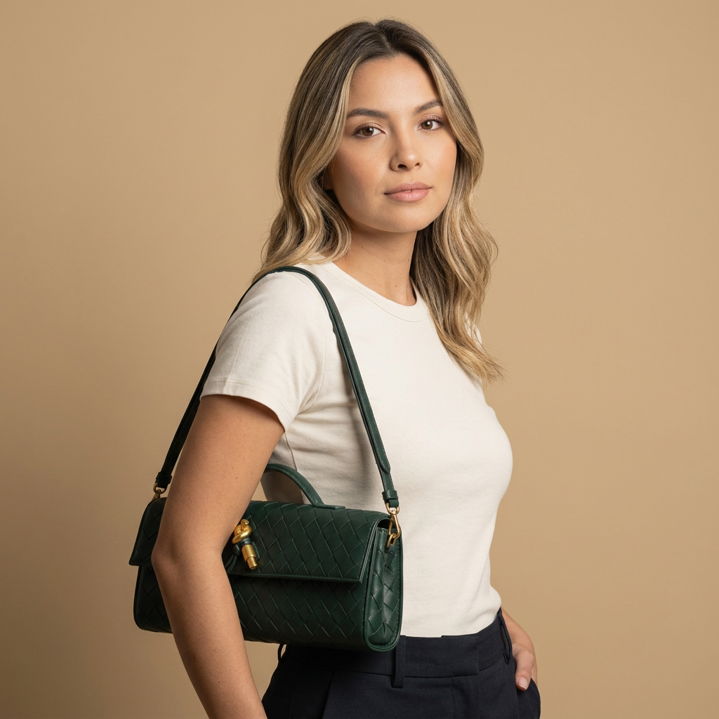Pochette Rayo tressée en simili cuir
