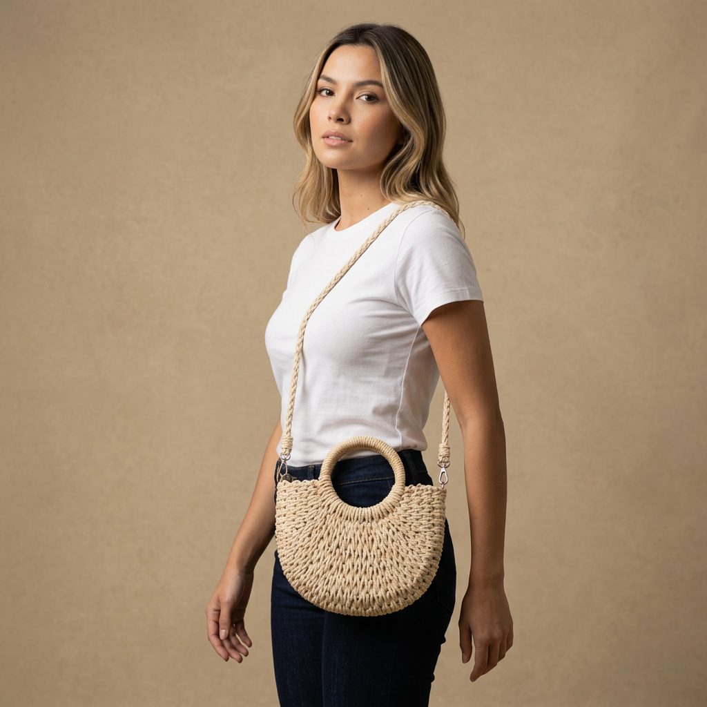 Sac bandoulière Roso tressé en paille