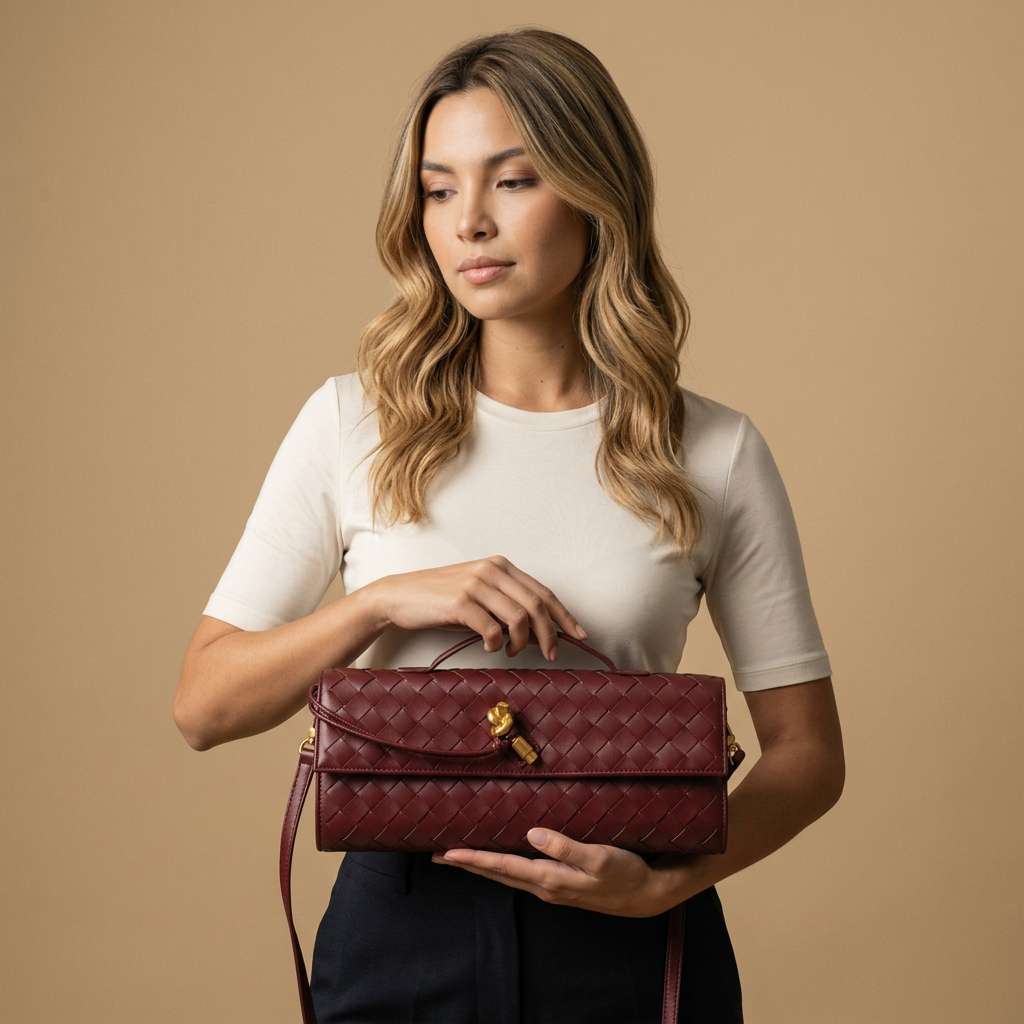 Pochette Rayo tressée en simili cuir