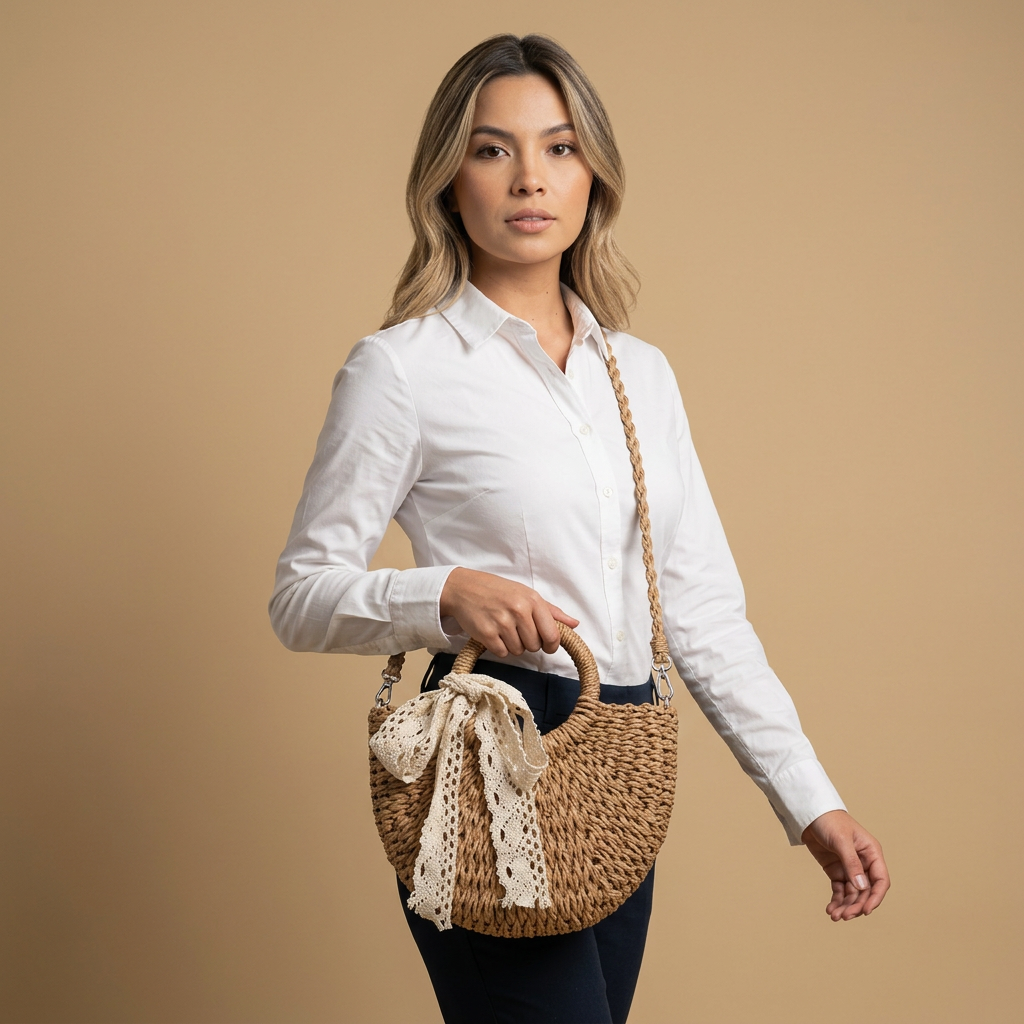 Sac bandoulière Roso tressé en paille