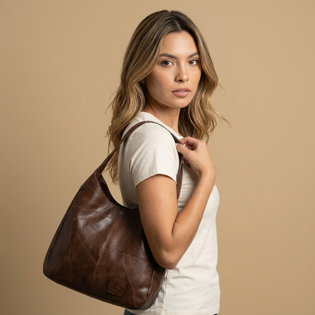 Sac hobo Komi en cuir grand format