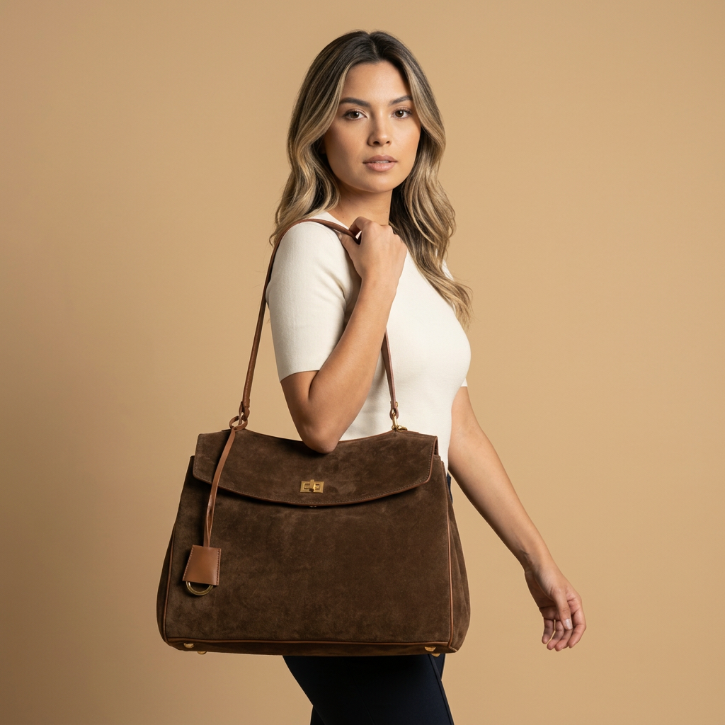 Sac porté épaule Karo en daim