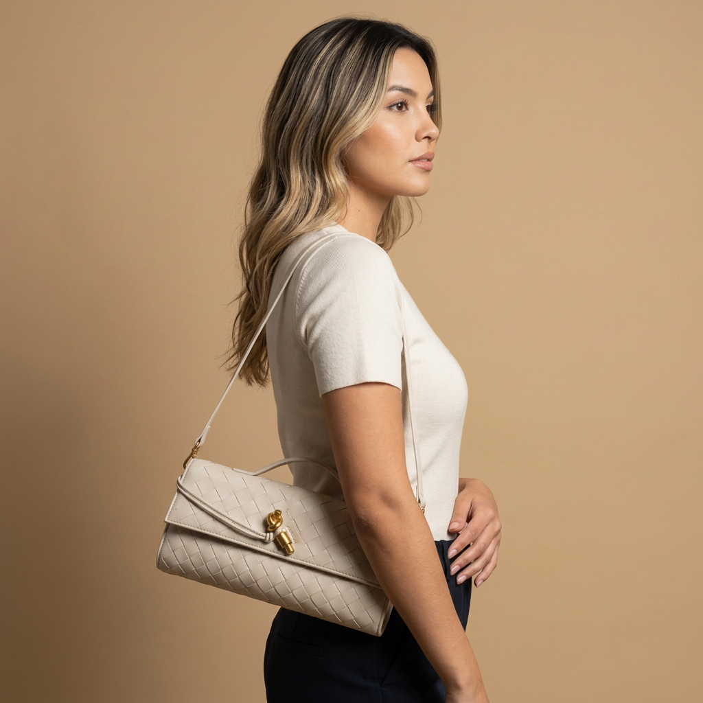 Pochette Rayo tressée en simili cuir