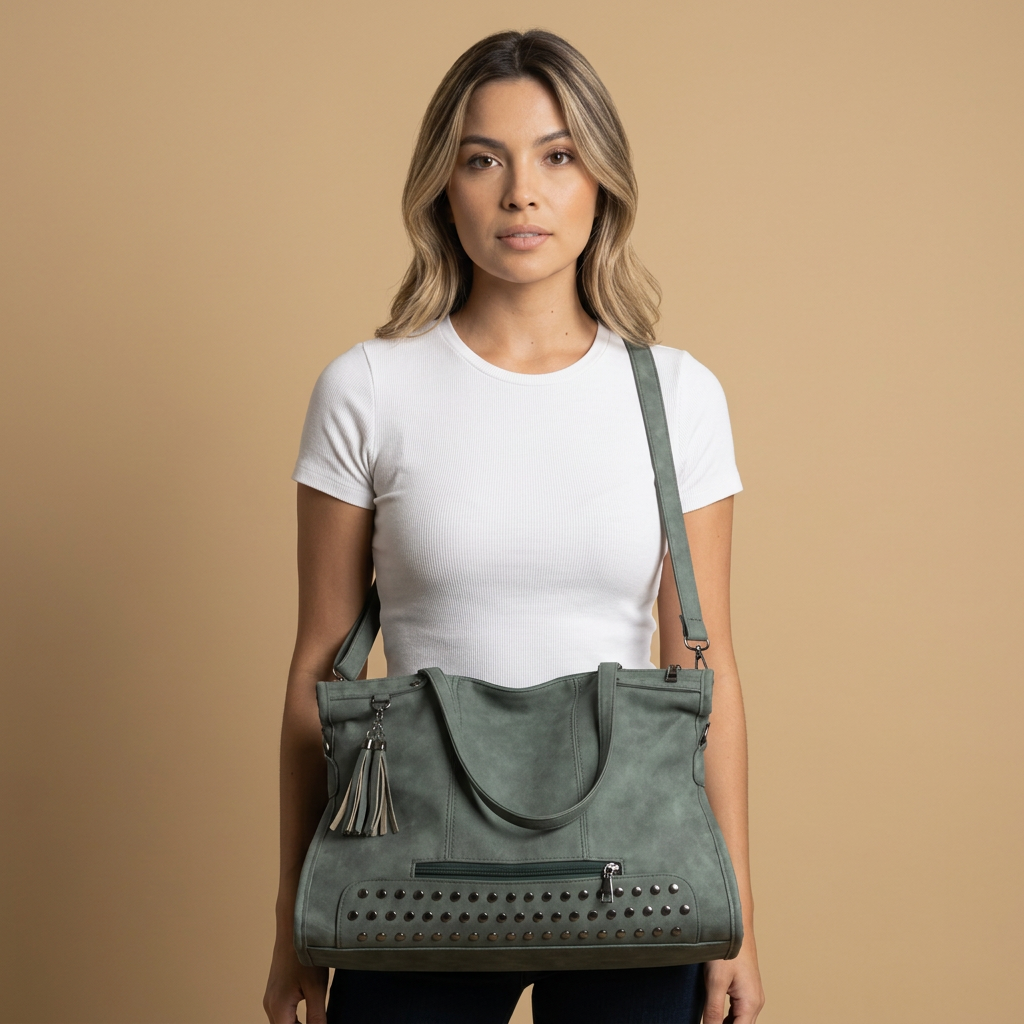 Sac cabas Nalu effet daim clouté grand format