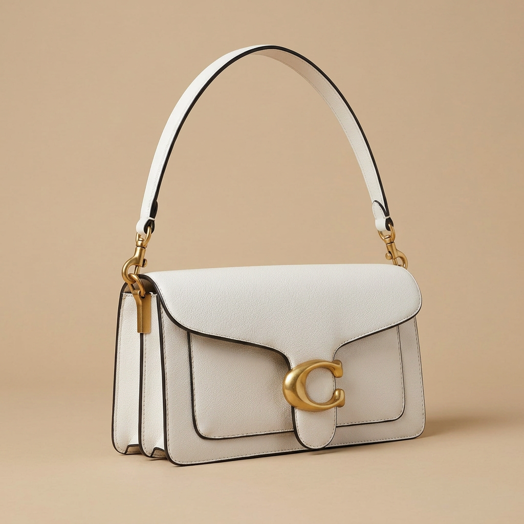 Sac porté épaule Tori en cuir finitions dorées à rabat