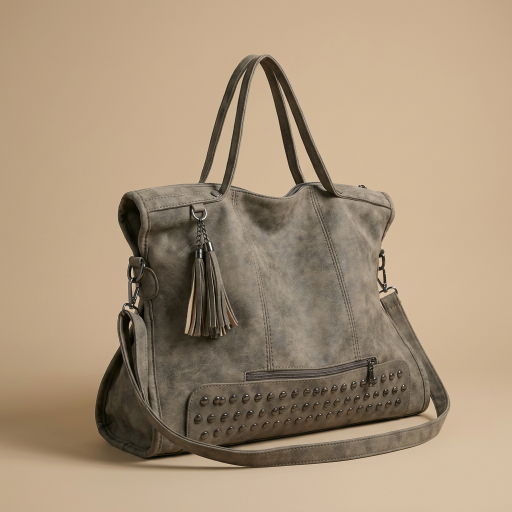 Sac cabas Nalu effet daim clouté grand format