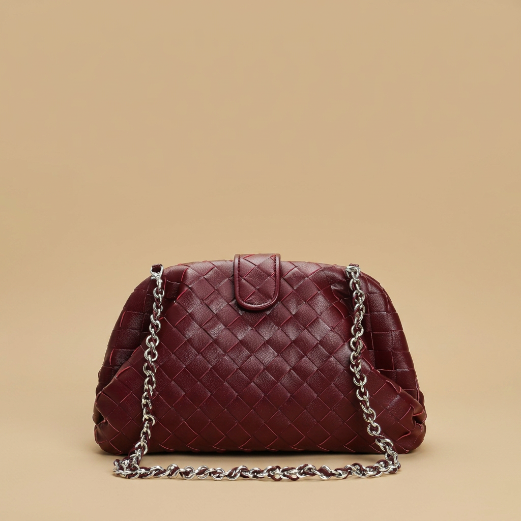 Sac porté épaule Lapi tressé en cuir à chaîne