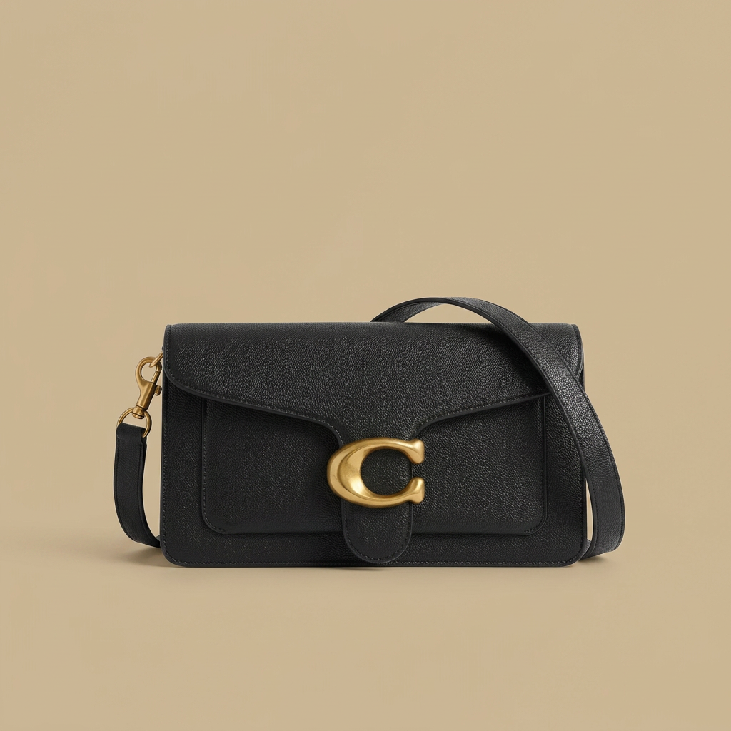 Sac porté épaule Tori en cuir finitions dorées à rabat