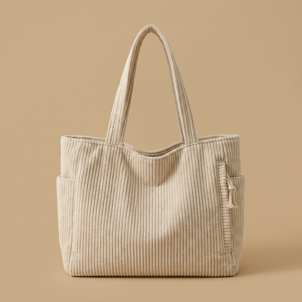 Sac cabas Lunu en velours côtelé