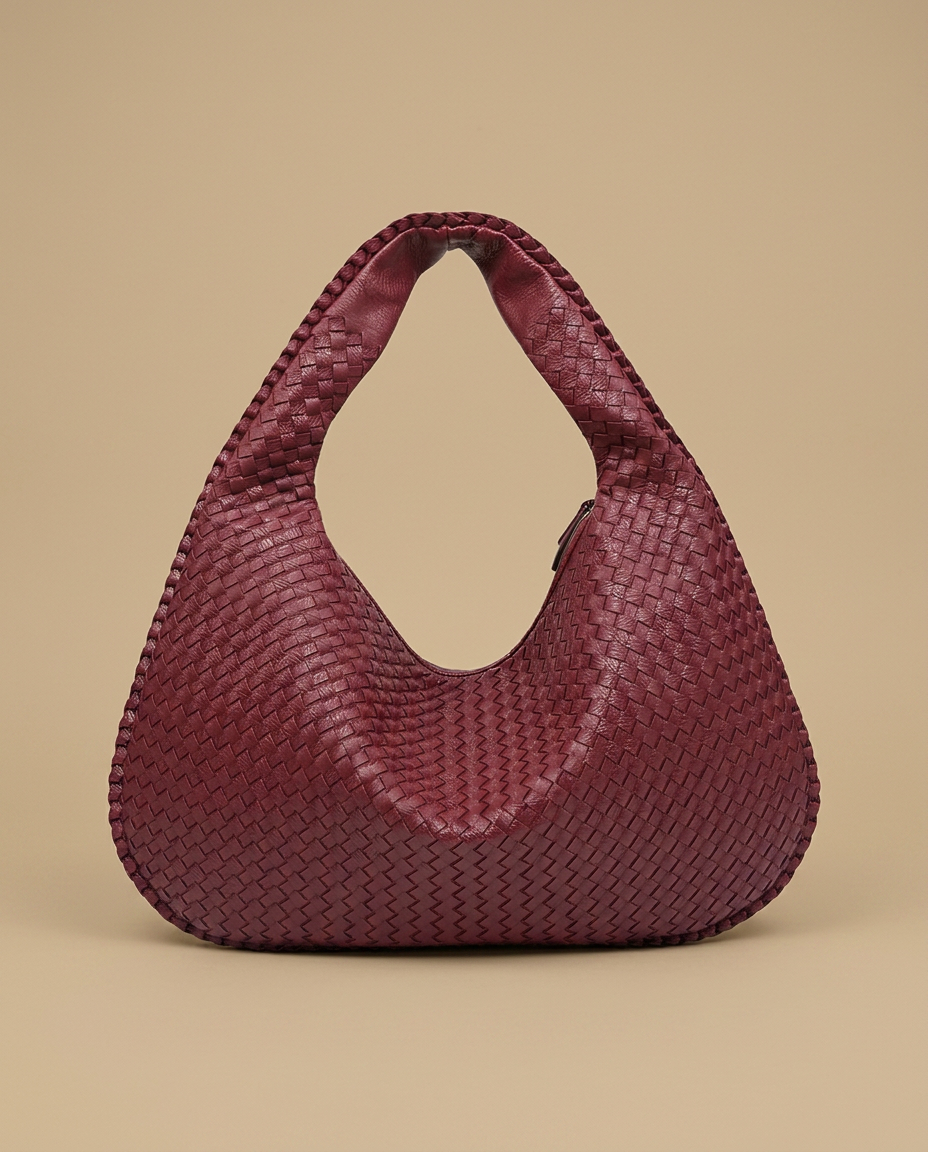 Sac hobo Luko tressé en cuir grand format
