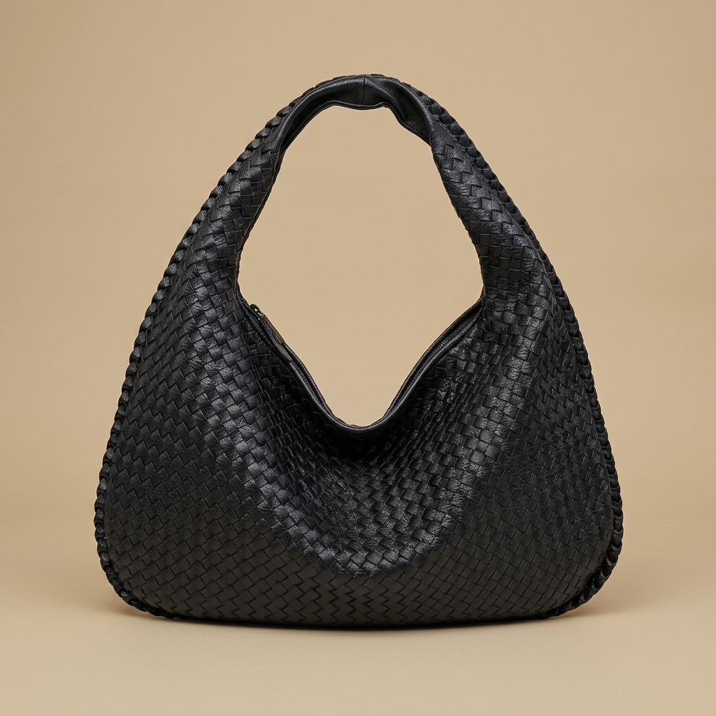 Sac hobo Luko tressé en simili cuir grand format