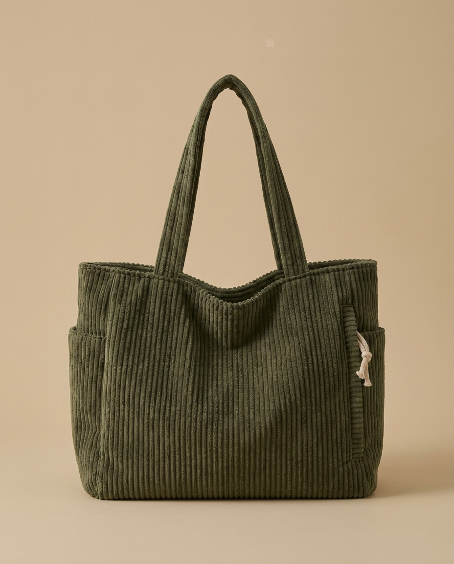 Sac cabas Lunu en velours côtelé