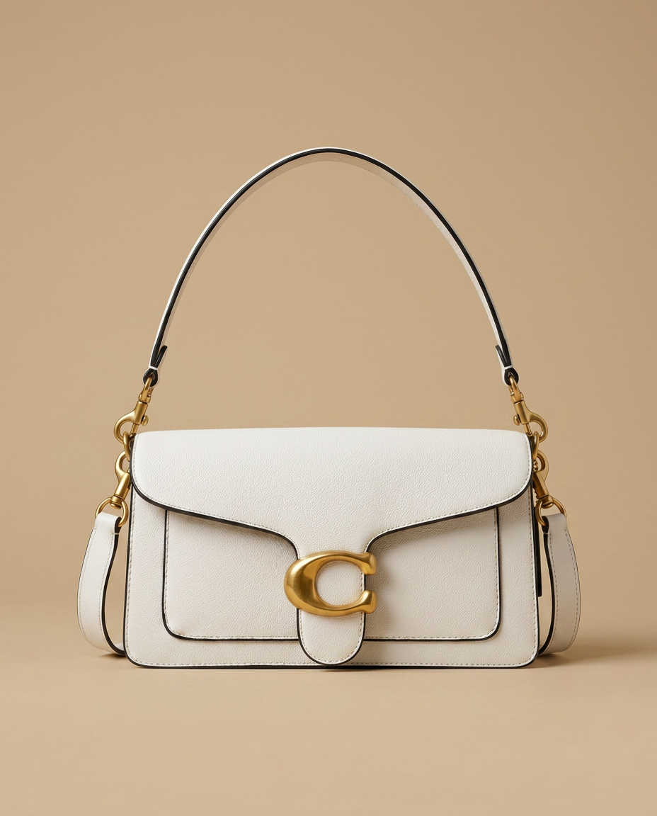 Sac porté épaule Tori en cuir finitions dorées à rabat