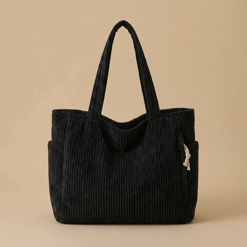 Sac cabas Lunu en velours côtelé