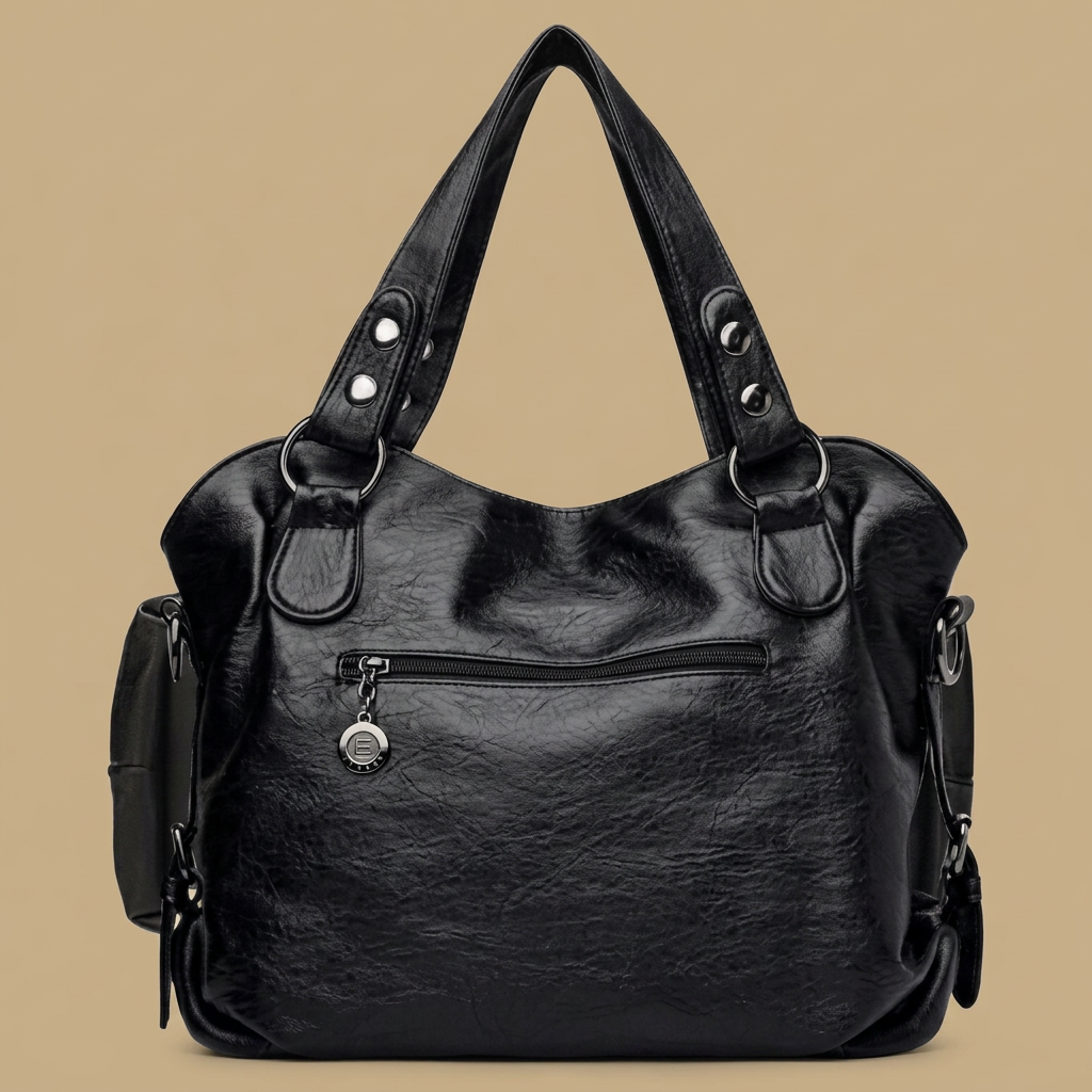 Sac cabas Yube en simili cuir clouté à pompon