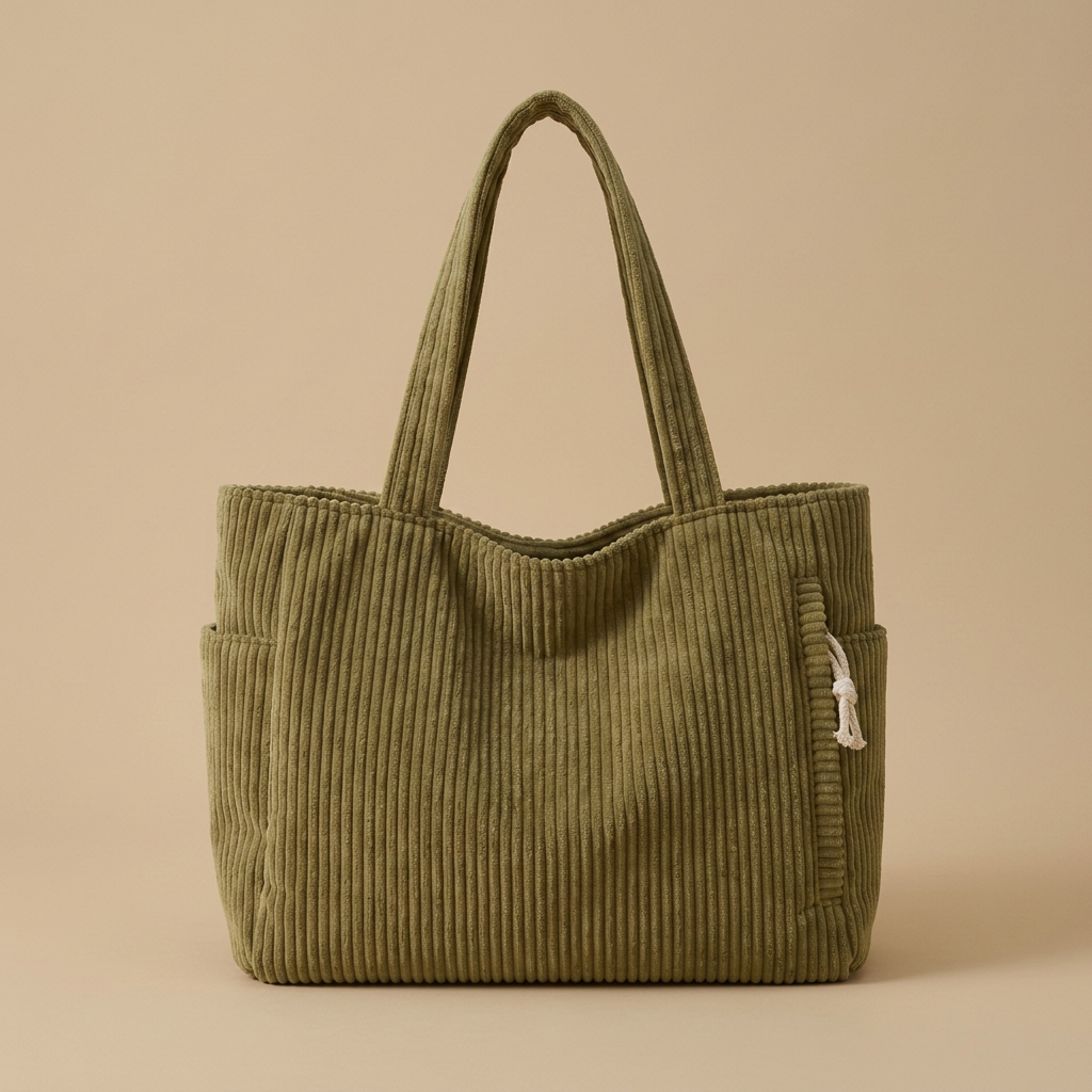 Sac cabas Lunu en velours côtelé