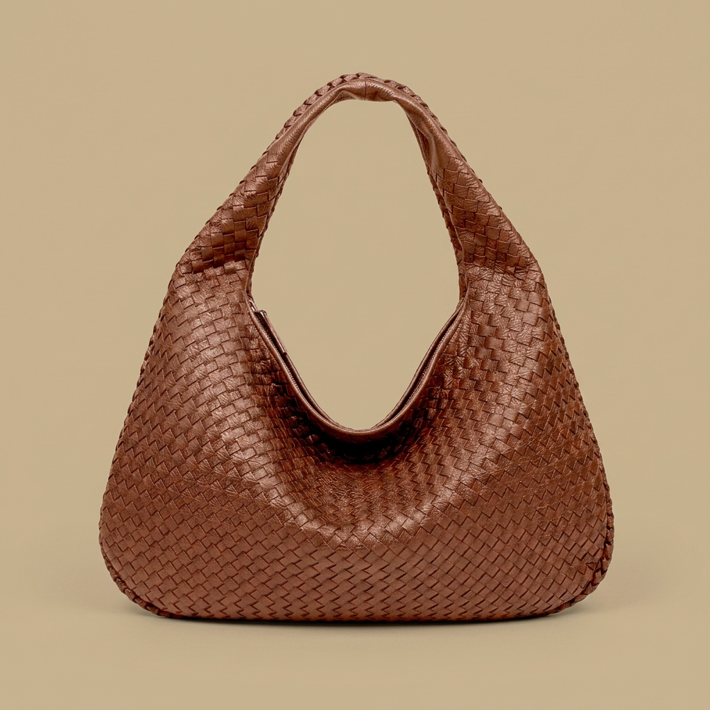 Sac hobo Luko tressé en simili cuir grand format