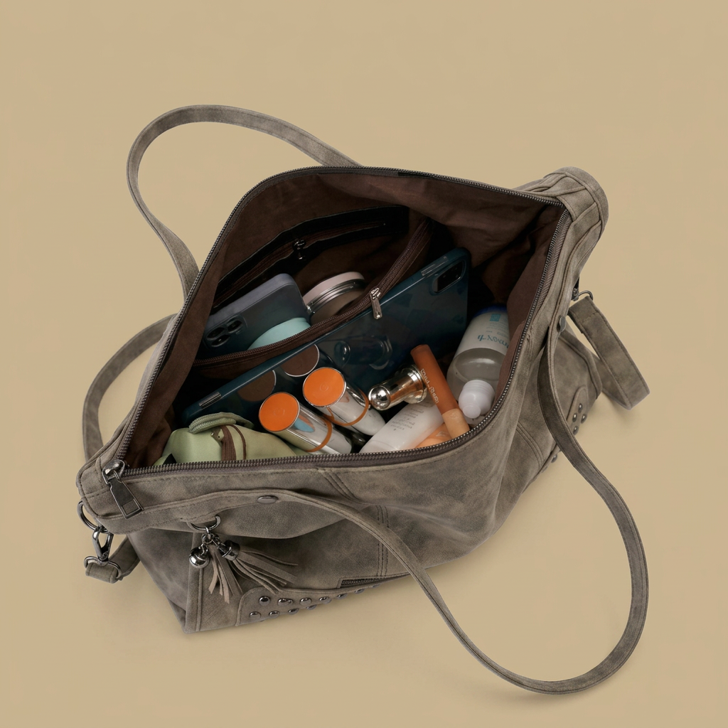 Sac cabas Nalu effet daim clouté grand format