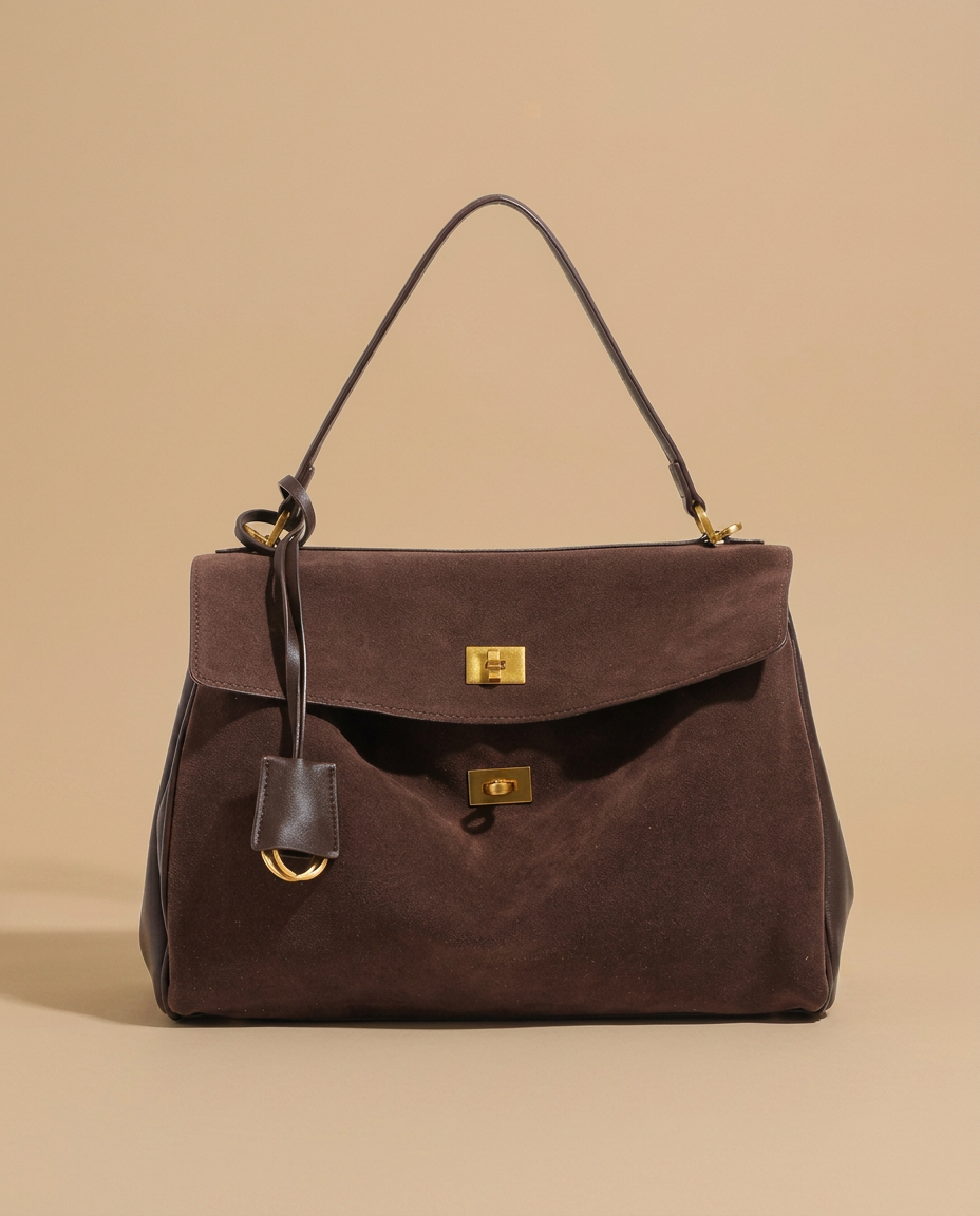 Sac porté épaule Karo en daim