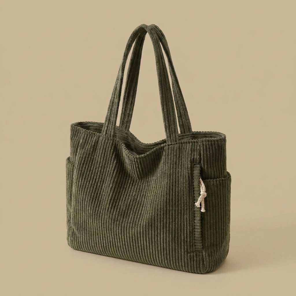 Sac cabas Lunu en velours côtelé