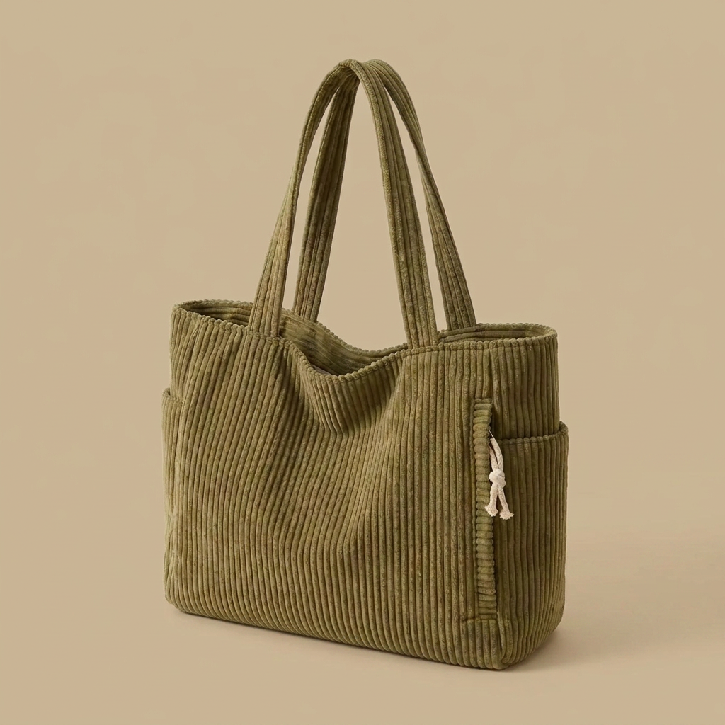 Sac cabas Lunu en velours côtelé